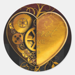 Sticker Rond Coeur de pendentif de Steampunk