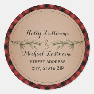 Sticker Rond Coeur de plaid avec l'adresse de branchements à