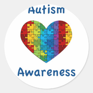 Sticker Rond Coeur de sensibilisation sur l'autisme