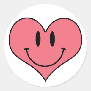 Sticker Rond Coeur de sourire mignon, amoureux de l'amour de