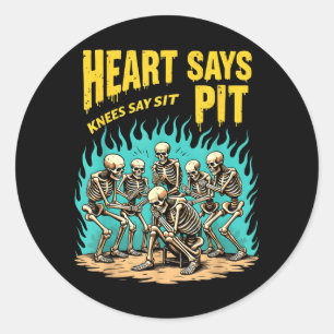 Sticker Rond Cœur de squelette vintage dit Pit Genoux dit Assie