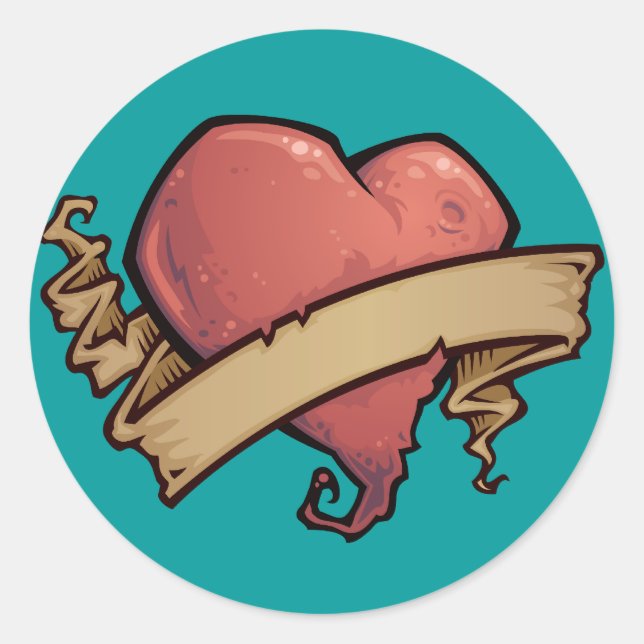 Sticker Rond Coeur de tatouage (Devant)