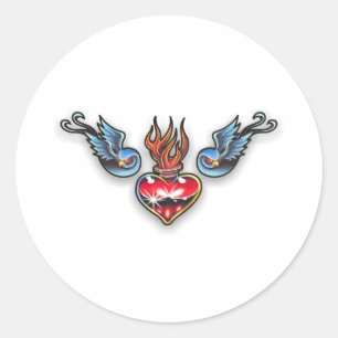 Sticker Rond Coeur de tatouage