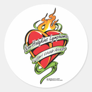 Sticker Rond Coeur de tatouage non hodgkins Lymphoma