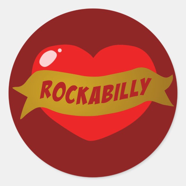 Sticker Rond Coeur de tatouage Rockabilly (Devant)