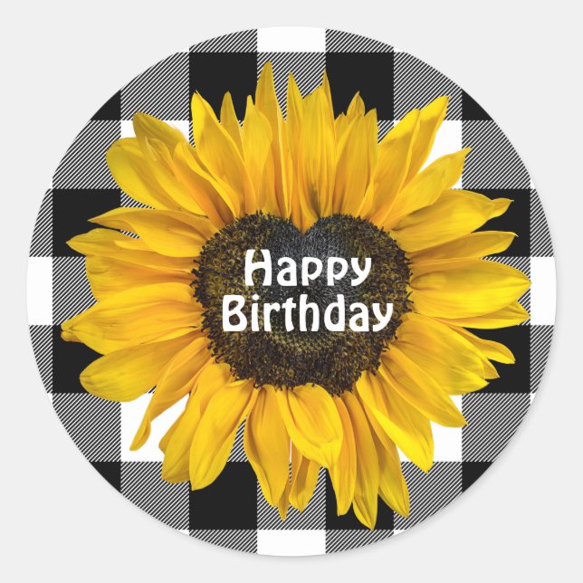 Sticker Rond Coeur de tournesol d'anniversaire sur Buffalo Plai (Devant)
