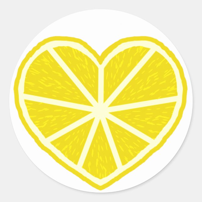 Sticker Rond Coeur de tranche de citron (Devant)