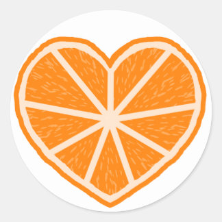 Sticker Rond Coeur de tranche orange