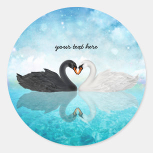 Sticker Rond Coeur des cygnes
