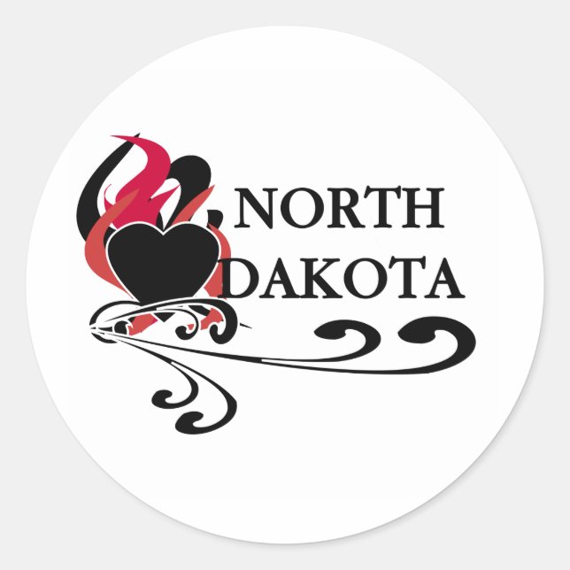 Sticker Rond Coeur des incendies Dakota du Nord (Devant)