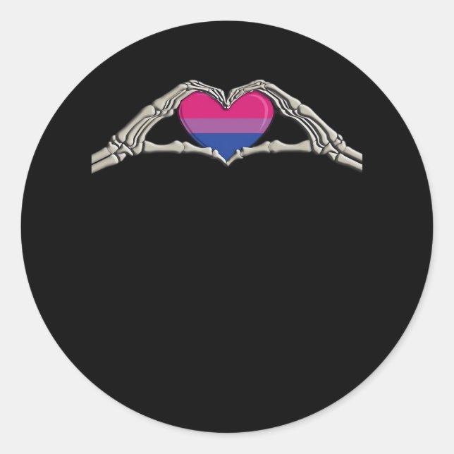Sticker Rond Coeur des mains osseuses Goth bisexuel (Devant)