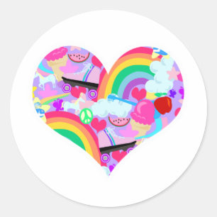 Sticker Rond Coeur d'explosion des années 80