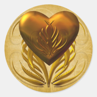 Sticker Rond Coeur d'or