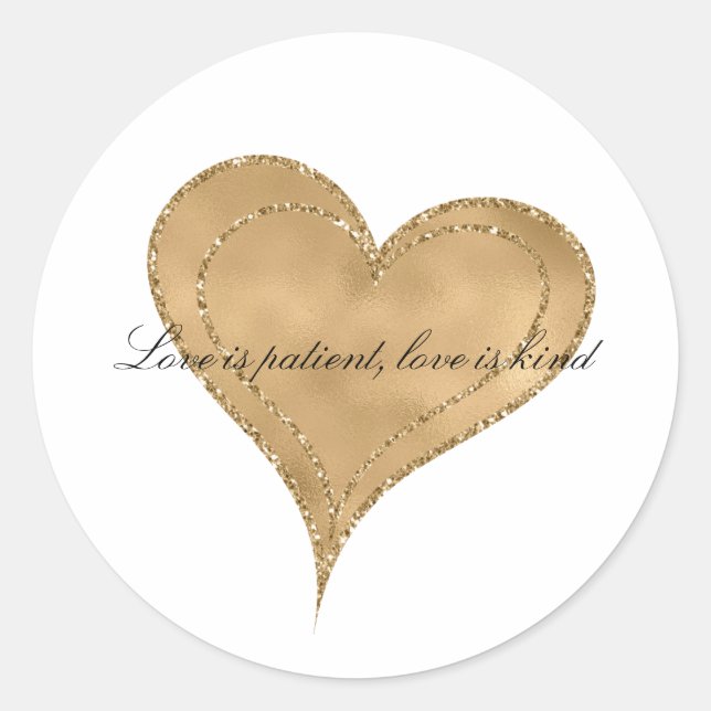 Sticker Rond Cœur d'Or Glam Glitter (Devant)