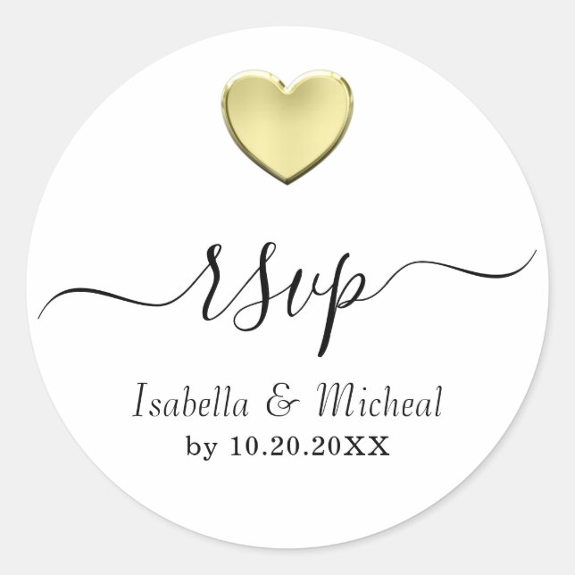 Sticker Rond Coeur d'or simple -RSVP (Devant)