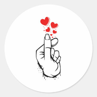Sticker Rond Coeur du doigt