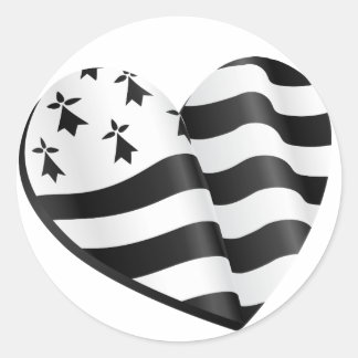Sticker Rond Coeur du drapeau breton