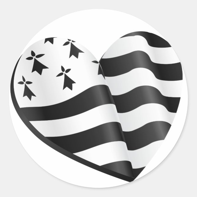 Sticker Rond Coeur du drapeau breton (Devant)