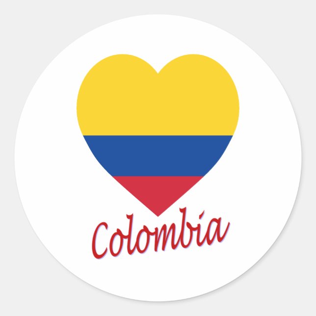 Sticker Rond Coeur du drapeau colombien (Devant)