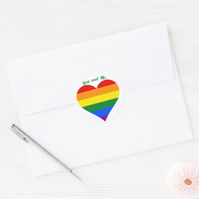 Sticker Rond Coeur du drapeau de fierté (Enveloppe)
