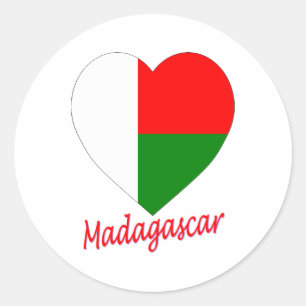 Sticker Rond Coeur du drapeau de Madagascar