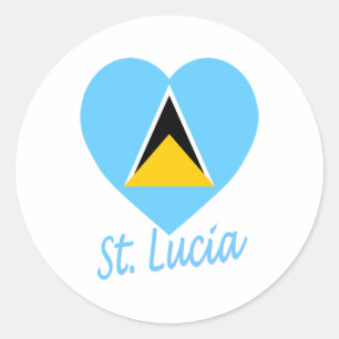 Sticker Rond Coeur du drapeau de Sainte-Lucie