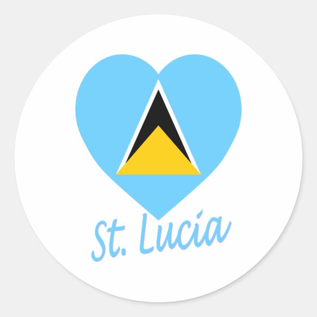 Sticker Rond Coeur du drapeau de Sainte-Lucie (Devant)