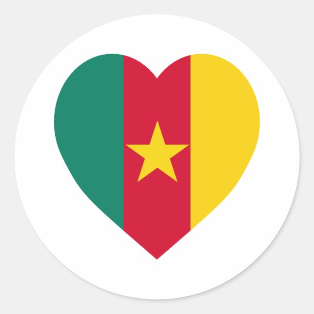 Sticker Rond Coeur du drapeau du Cameroun (Devant)