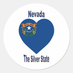 Sticker Rond Coeur du drapeau du Nevada