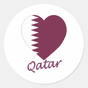 Sticker Rond Coeur du drapeau du Qatar