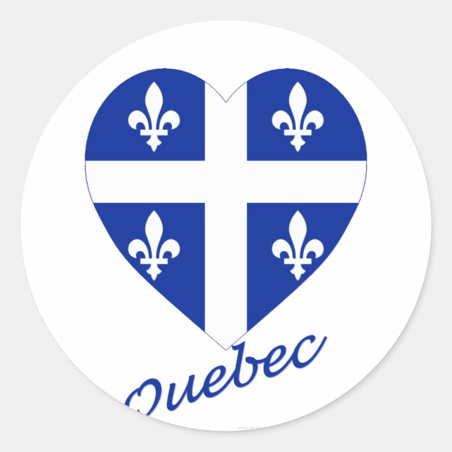 Sticker Rond Coeur du drapeau du Québec avec nom (Devant)