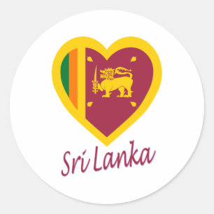 Sticker Rond Coeur du drapeau du Sri Lanka