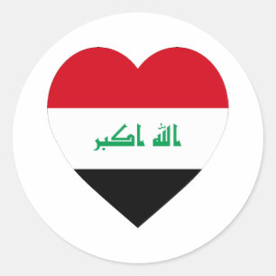 Sticker Rond Coeur du drapeau irakien