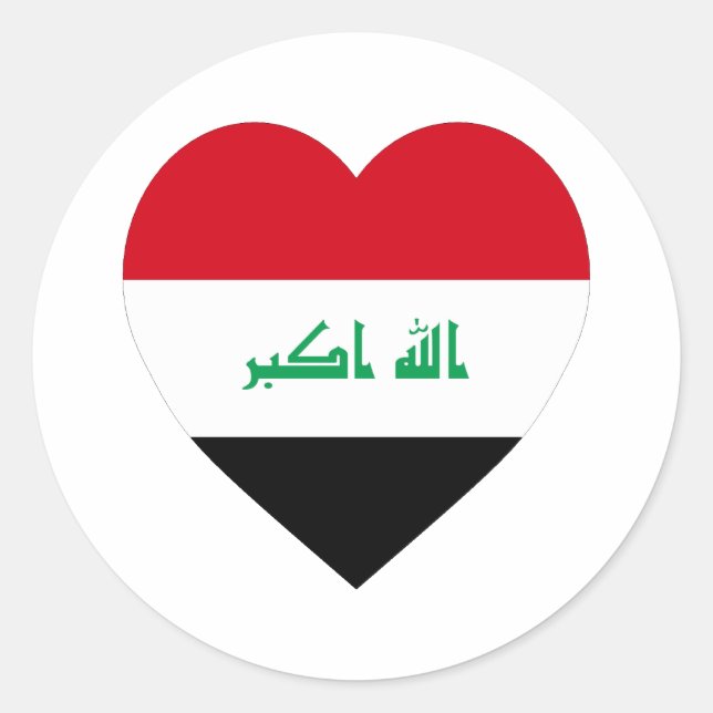 Sticker Rond Coeur du drapeau irakien (Devant)