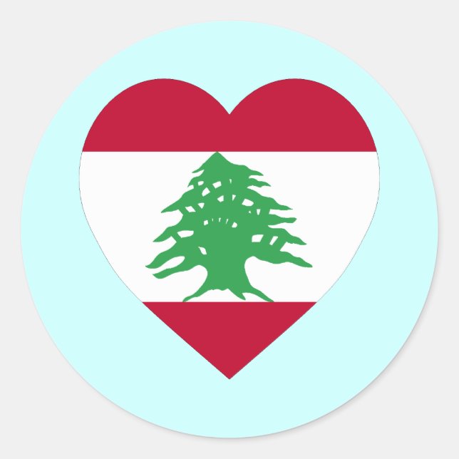 Sticker Rond Coeur du drapeau libanais (Devant)