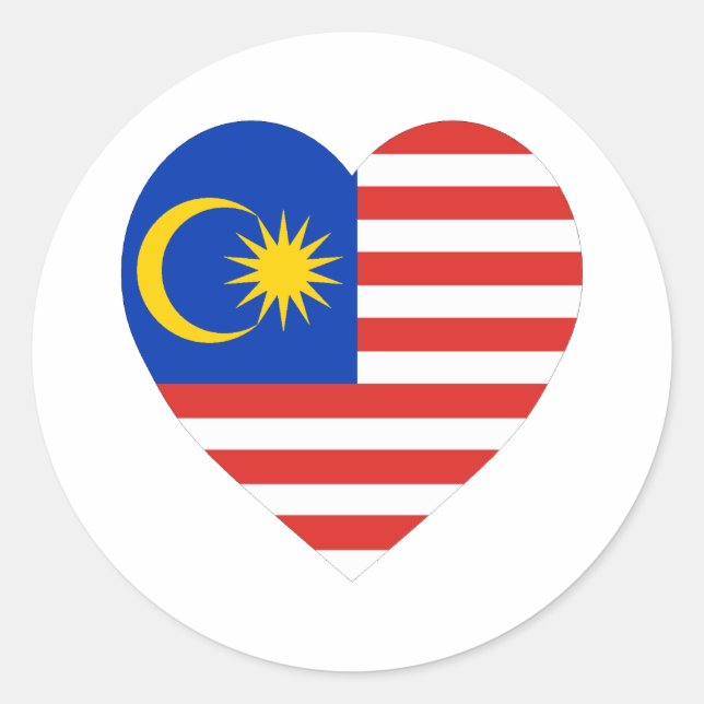 Sticker Rond Coeur du drapeau malais (Devant)
