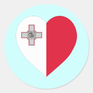 Sticker Rond Coeur du drapeau maltais