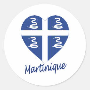 Sticker Rond Coeur du drapeau martiniquais
