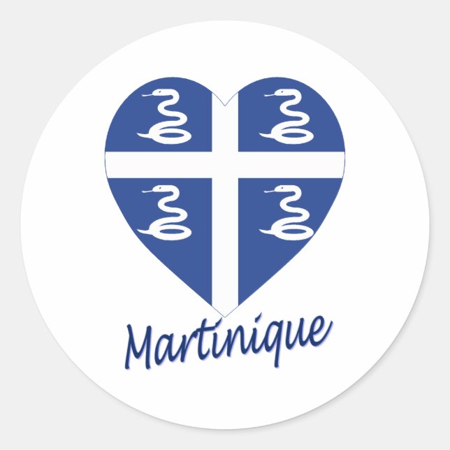 Sticker Rond Coeur du drapeau martiniquais (Devant)