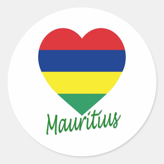 Sticker Rond Coeur du drapeau mauricien (Devant)