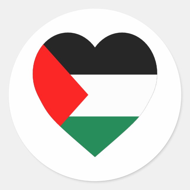 Sticker Rond Coeur du drapeau palestinien (Devant)