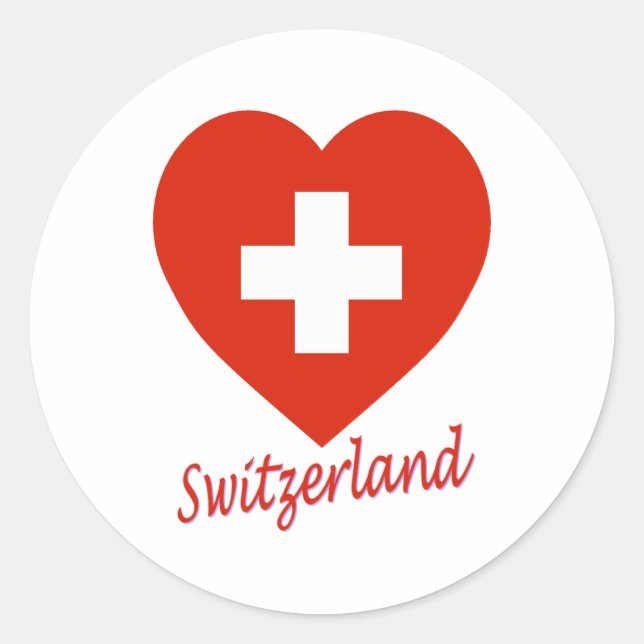 Sticker Rond Coeur du drapeau suisse (Devant)