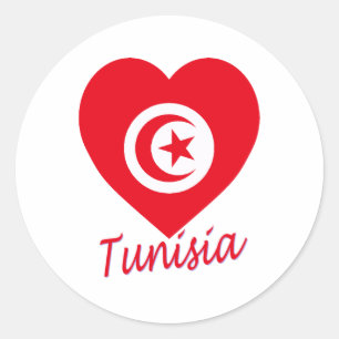 Sticker Rond Coeur du drapeau tunisien