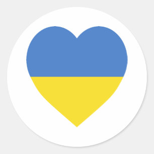 Sticker Rond Coeur du drapeau ukrainien