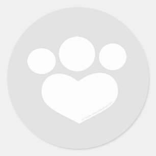 Sticker Rond Coeur Empreinte de patte 1,5 pouce Platinum Grey