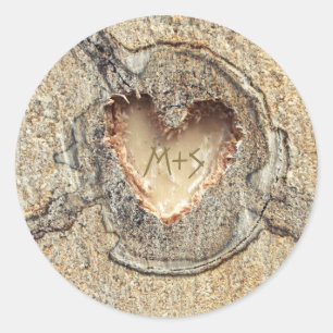 Sticker Rond Coeur en bois sculpté Mariage rustique