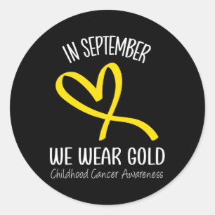 Sticker Rond Coeur En Septembre Nous Portons Or Cancer Enfance 