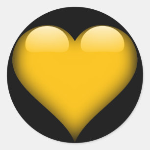 Sticker Rond Coeur en verre jaune personnalisable