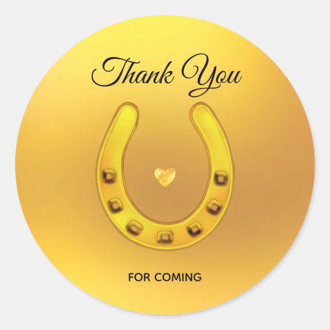 Sticker Rond Coeur et fer à cheval élégant sur Merci or (Devant)