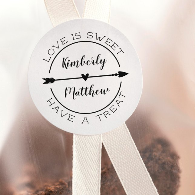 Sticker Rond Coeur & Flèche L'Amour Est Un Mariage Doux Faveur (Créateur téléchargé)